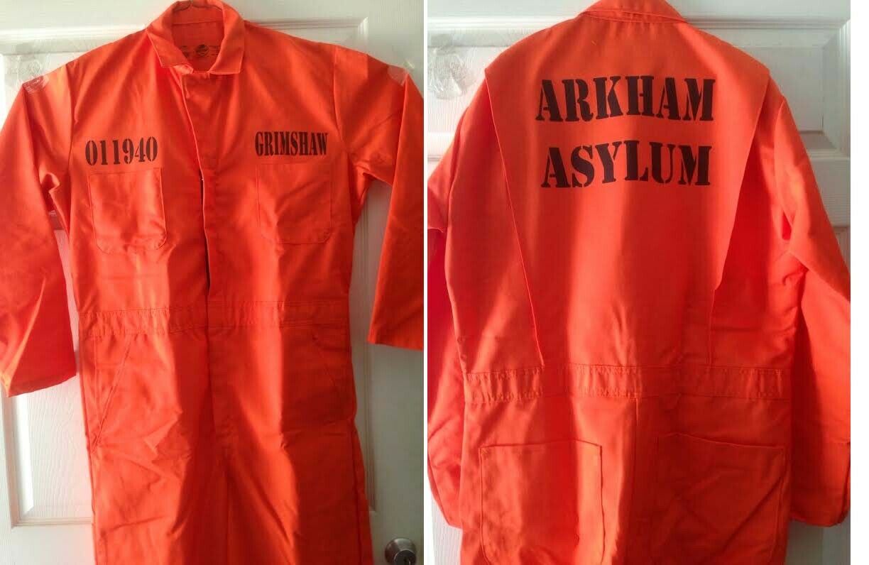 Custom Printed Jail Inmate Prisoner Orange Jumpsuit Costume Halloween Hi Quality