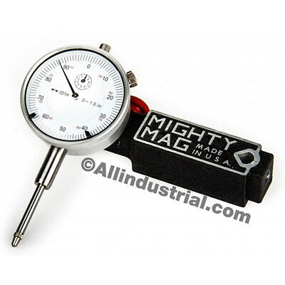 Mighty Mag + 0-1" Dial Indicator Combo Set Inspection Holder Magnetic Base Kit