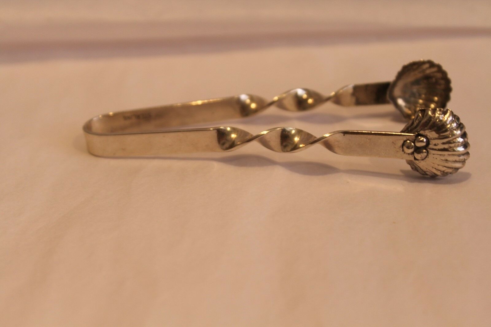 Sterling Silver Tongs Hand Made Twists With Sea Shells Estate