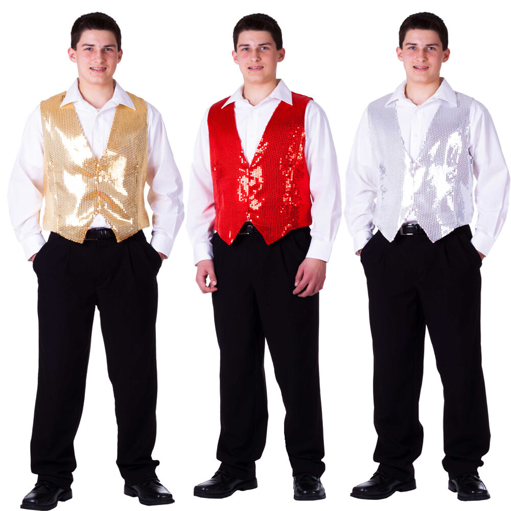 Dress-up-america Sequin Vest  - Adults Shiny Dance Vest - Gold, Silver, Or Red
