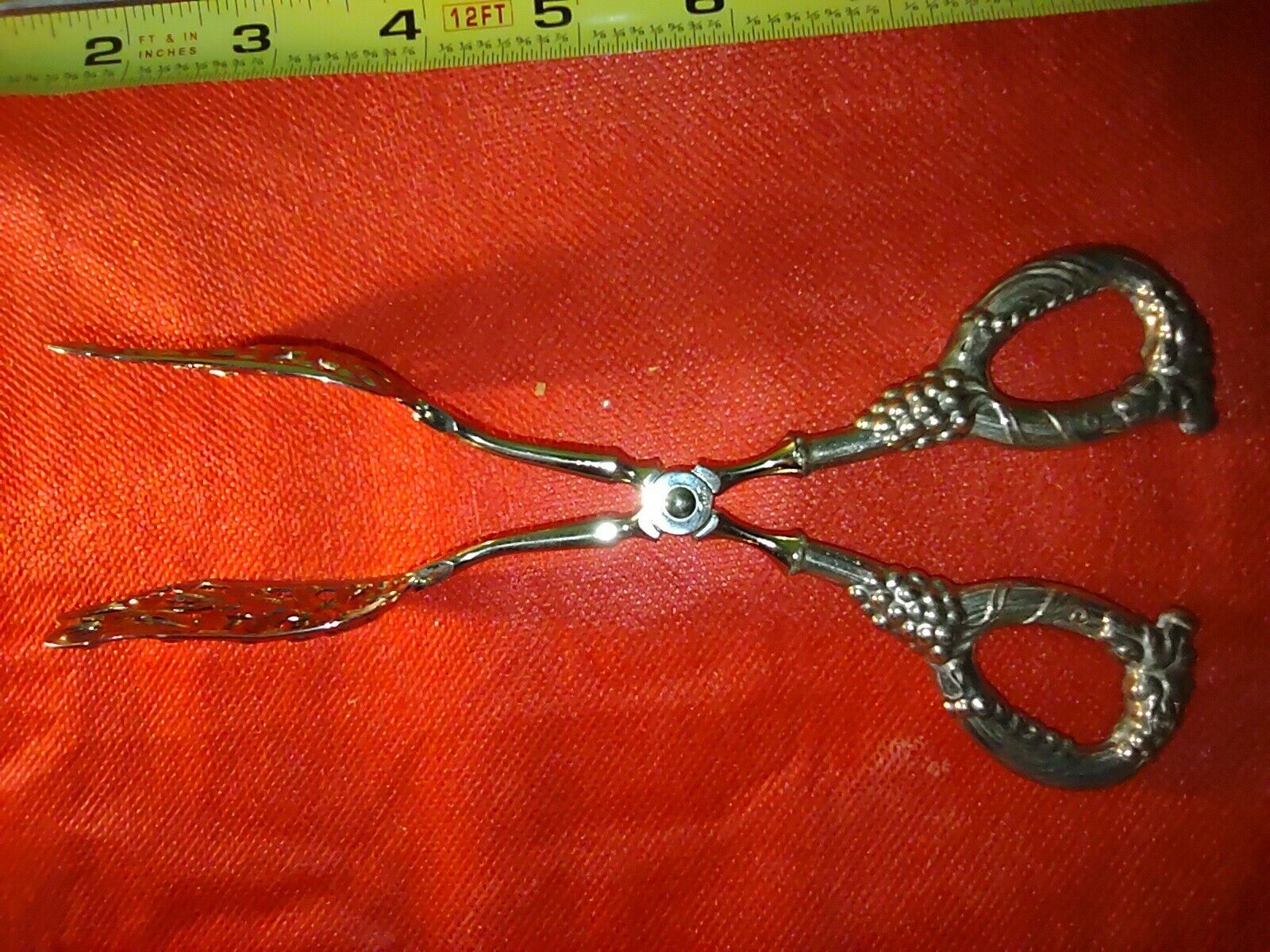 Vintage Sterling Silver Handled Serving Tongs Marked Germany Very Ornate